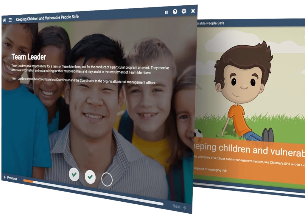 Screenshot of ChildSafe's learning solution
