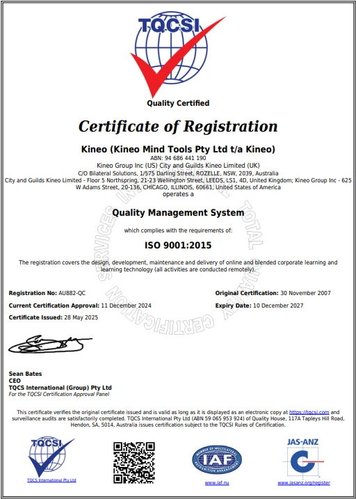 ISO9001:2015 Quality Management Certificate