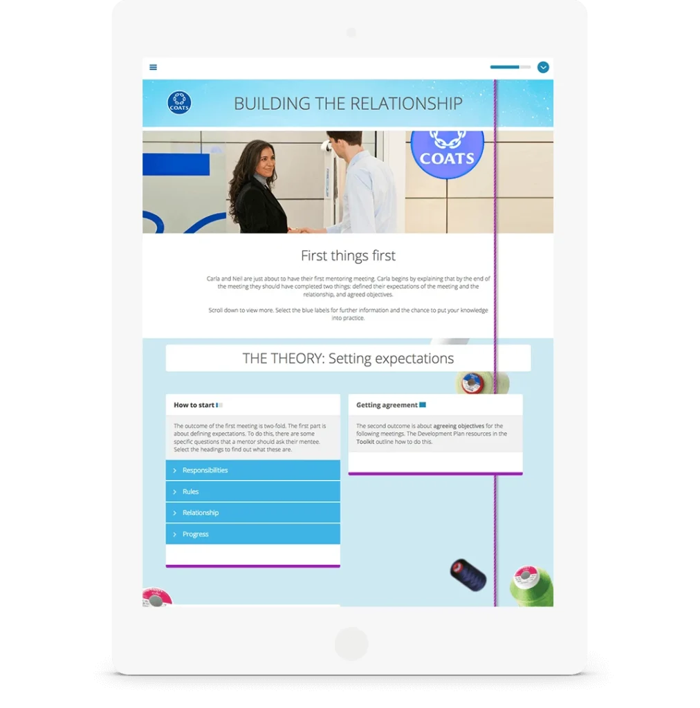 Screenshot of Coat's learning solution