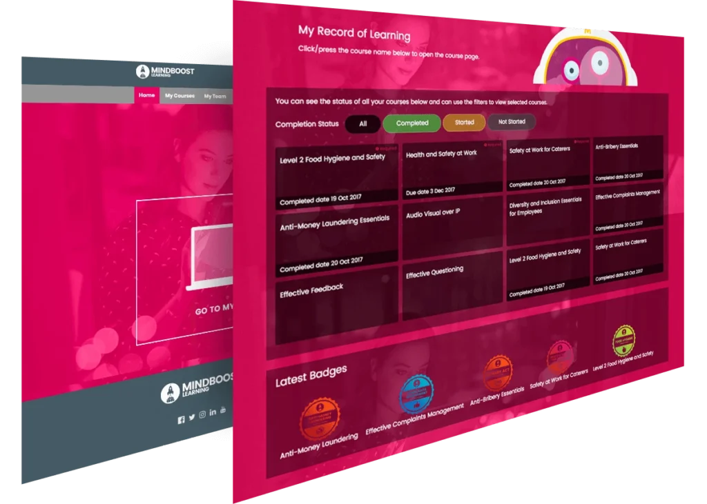 Screenshot of MindBoost's learning solution