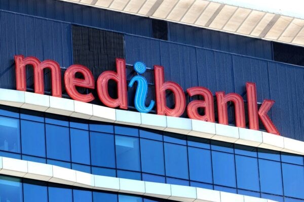 Picture of the Medibank logo on an office building