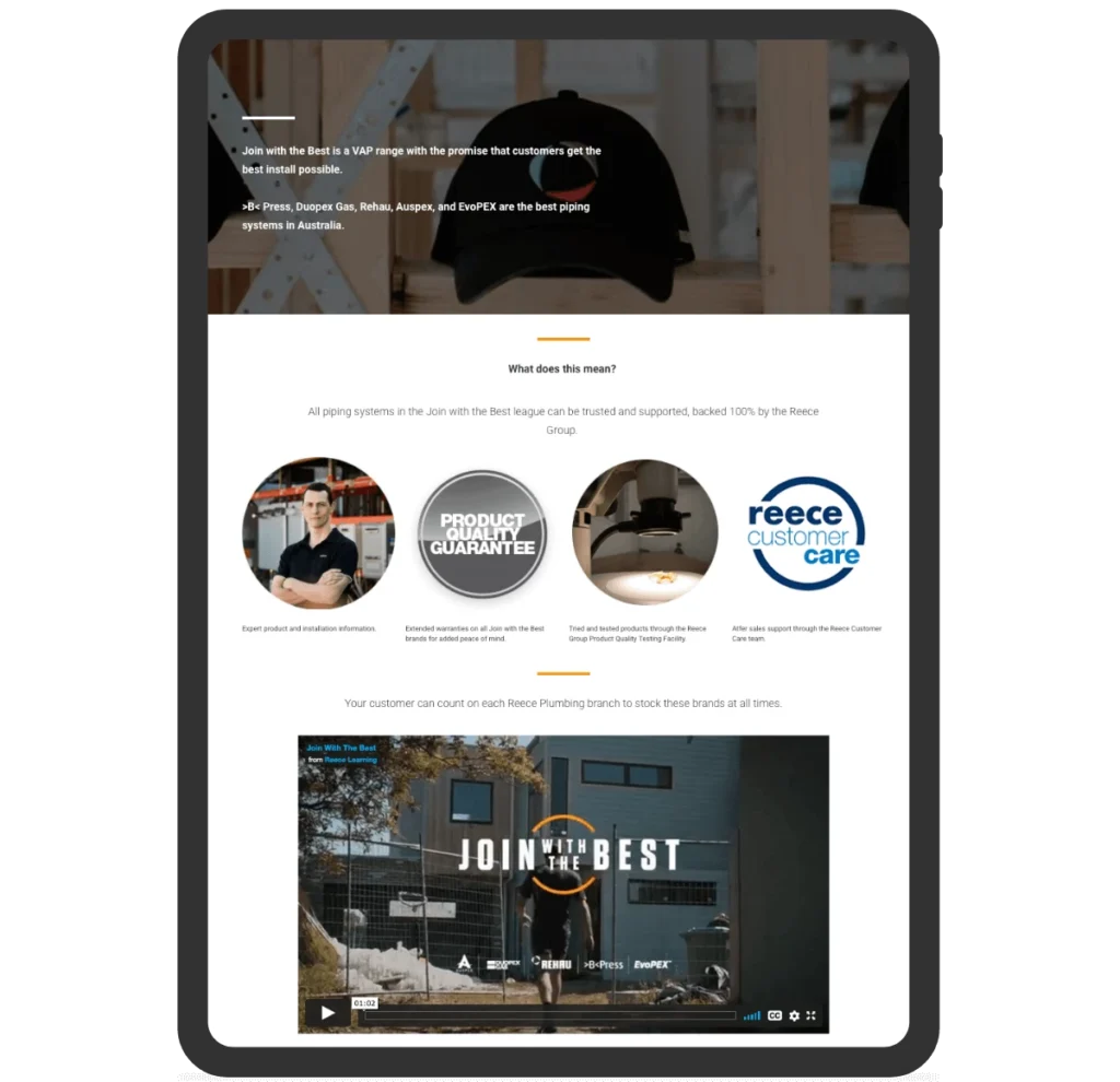 Screenshot of Reece Group's learning solution