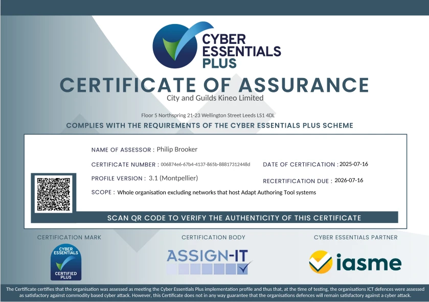 Cyber Essentials Plus Certificate