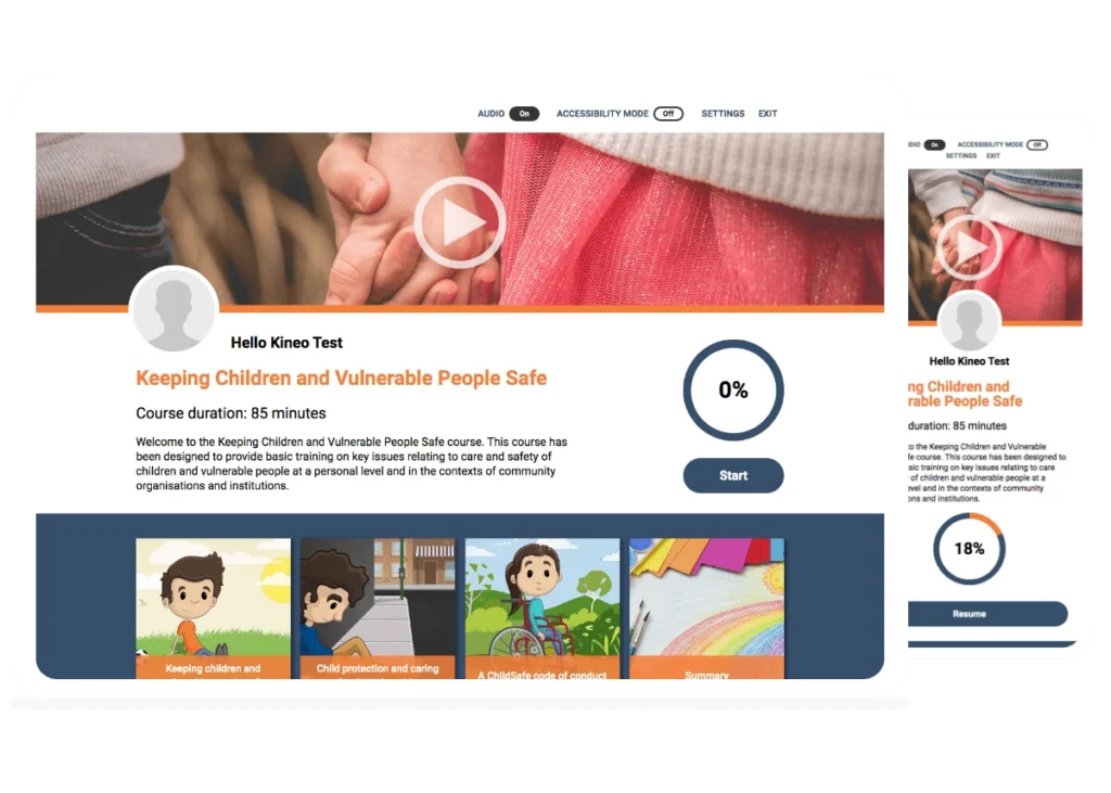 Screenshot of the ChildSafe learning solution