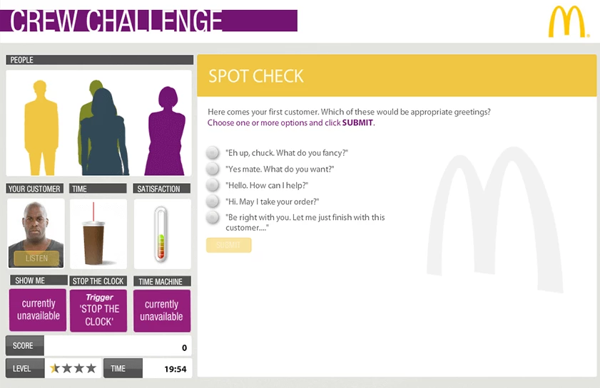 Screenshot of McDonald's learning solution
