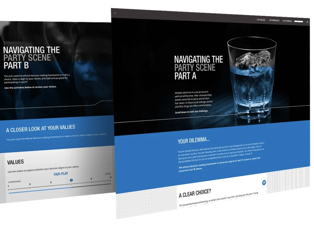 Screenshot of ASADA's learning solution