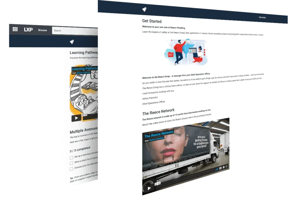 Screenshot of Reece Group's learning solution